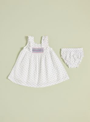 Vestido Estampado Floral con Bordado y Bombacho