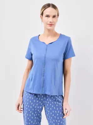 Pijama Polera Lisa Pantalón Estampado en Caja