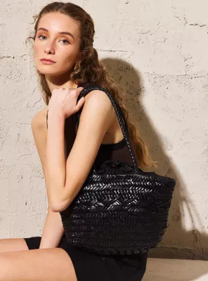 Cartera de Hombro Trenzada Cuero Colaboración María Pombo