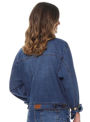 Imagen 2 del producto Chaqueta Denim Oversize Cuello Camisero Aplicación Strass