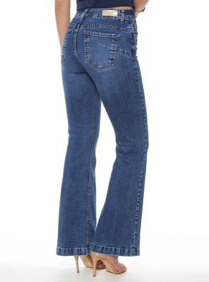 Imagen 2 del producto Jeans Flare Tiro Alto Pretina Básica Strass J34
