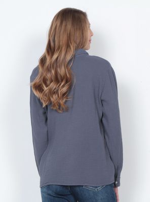 Imagen 2 del producto Blusa Manga Larga Sólida Cuello Camisero