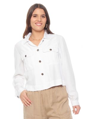 Chaqueta Manga Larga Lyocell con Bolsillos Delantero