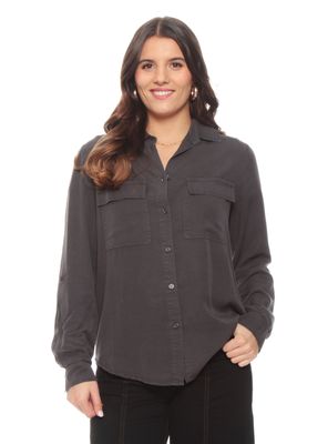 Blusa Manga Larga Ajustable Lyocell Cuello Camisero