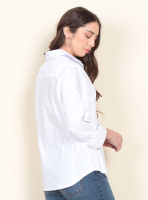 Imagen 2 del producto Blusa Manga 3/4 Sólida Bordado Lurex en Mangas