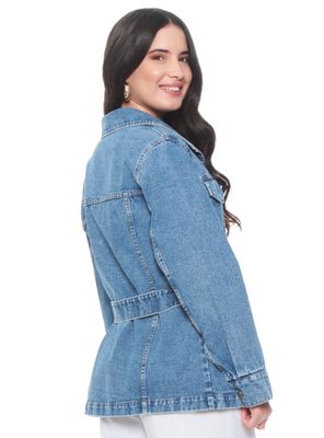 Imagen 2 del producto Chaqueta Denim Abotonada con Lazo en Cintura