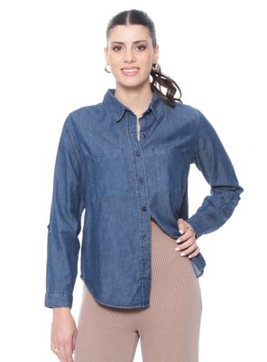 Blusa Manga Larga Denim Abotonada