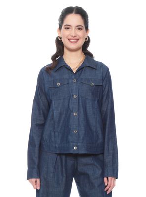 Chaqueta Manga Larga Lyocell con Bolsillo en Delantero Color