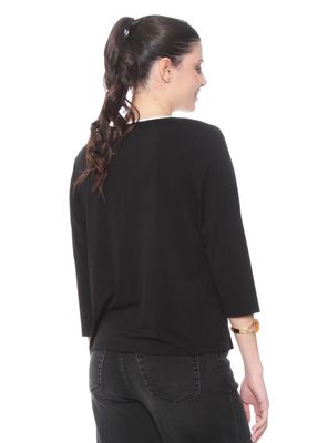 Imagen 2 del producto Polera Manga Larga Sólida con Escote V y Aplicación