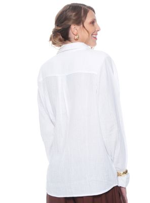 Imagen 2 del producto Blusa Manga Larga Sólido Abotonada en Delantero Bolsillos