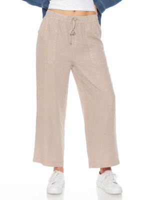 Pantalón Crop Lino Lyocell Tiro Alto Pretina Elasticada