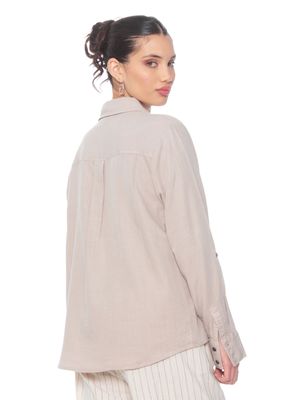 Imagen 2 del producto Blusa Manga Larga Lino Lyocell Abotonada en Delantero
