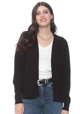 Chaleco Manga Larga Sólido Abierto en Delantero