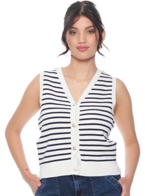 Chaleco sin Manga Listado con Botones en Delantero