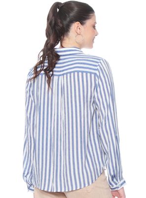 Imagen 2 del producto Blusa Manga Larga Listada Abotonada Nudo Ruedo