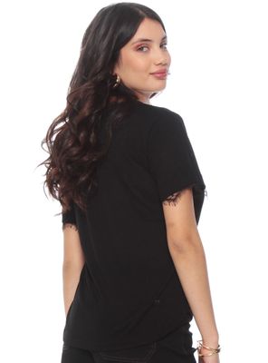 Imagen 2 del producto Polera con Aplicación de Encaje en Escote y Manga