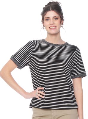 Polera Manga Corta Listada Escote Redondo