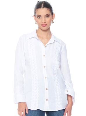 Blusa Manga Larga con Aplicación de Delantero