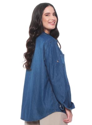 Imagen 2 del producto Blusa Denim Bordado con Cuello Camisero