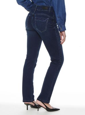 Imagen 2 del producto Jeans Recto Tiro Alto Pretina Media Bordado en Bolsillos