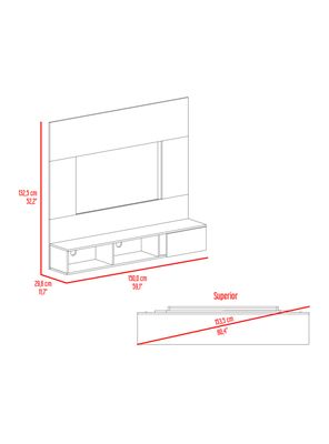 Imagen 2 del producto Panel TV 65"" Dassel 150x132.5x29.6 cm Blanco y Fresno