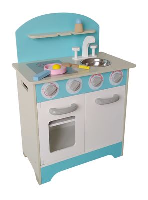 Centro de Juegos Cocina de Madera Celeste con Accesorios