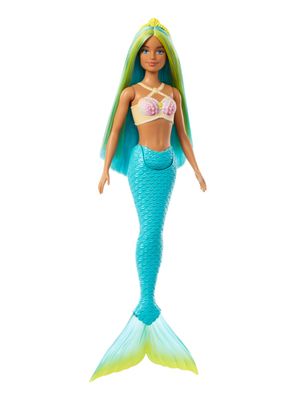 Muñeca Barbie Sirena Cabello Verde y Azul