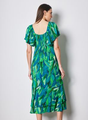 Imagen 2 del producto Vestido Midi con Lazo en Escote Mangas y Ruedo con Volantes