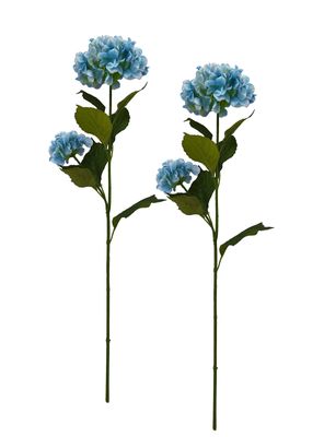 Set de 2 Flores Hortensia 80 cm Celeste