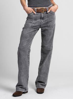 Jeans Recto Tiro Medio Ame Gris