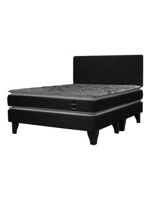 Cama Europea Terapeutic 2 Plazas Base Dividida + Respaldo Negro