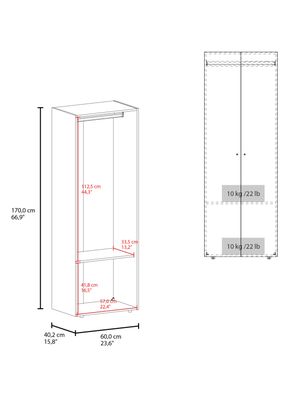 Imagen 2 del producto Clóset Colgador 2 Puertas 170x60x40.2 cm Fresno