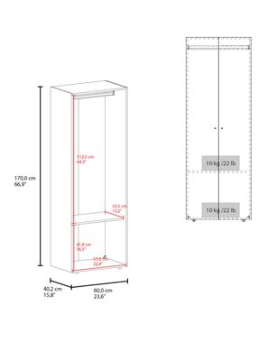Imagen 2 del producto Clóset Colgador 2 Puertas 170x60x40.2 cm Wengue