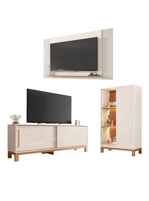 Panel TV + Rack 1.8m + Vitrina Mondrian