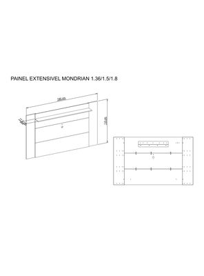 Imagen 2 del producto Panel TV + Rack 1.3m + Vitrina + Buffet Mondrian Off White