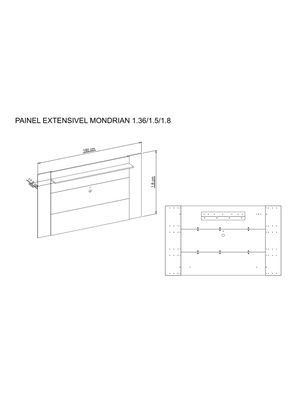 Imagen 2 del producto Panel TV + Rack 1.5m + Vitrina + Mondrian Off White