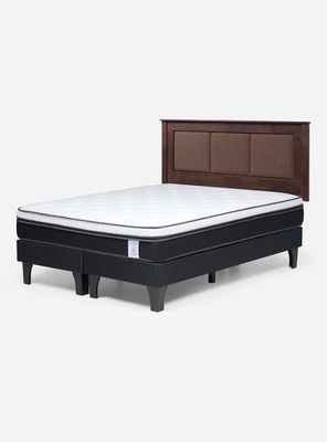 Cama Europea Style 6 2 Plazas Base Dividida + Respaldo Rachel