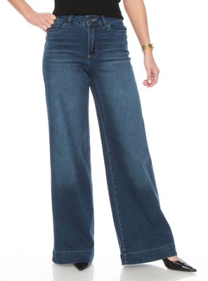 Jeans Wide Leg de Tiro Alto y Pretina