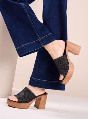 Sandalia Efecto Tejido Mujer Taco Plataforma