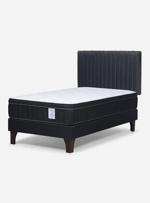 Cama Europea 1.5 Plazas New Style 6 Plus + Respaldo Lucio Grafito