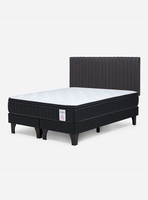 Cama Europea 2 Plazas New Style 6 Plus + Respaldo Lucio Grafito