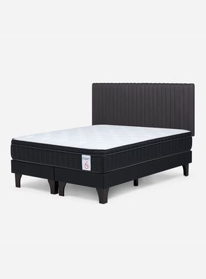 Cama Europea King New Style 6 Plus + Respaldo Lucio Grafito