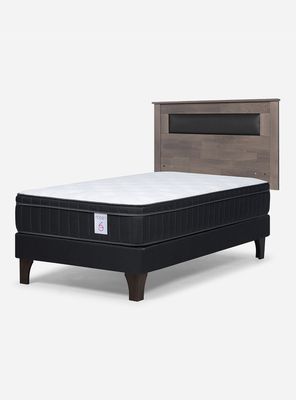 Cama Europea 1 Plaza New Style 6 Plus + Respaldo Ferrara Gris