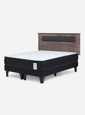 Cama Europea King New Style 6 Plus + Respaldo Ferrara Gris