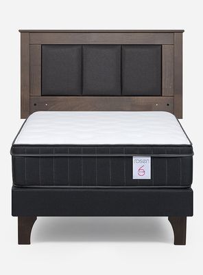 Imagen 2 del producto Cama Europea 1 Plaza New Style 6 Plus + Respaldo Rachel Gris