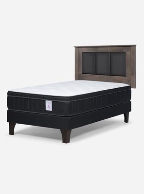 Cama Europea 1.5 Plazas New Style 6 Plus + Respaldo Rachel Gris