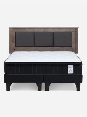 Imagen 2 del producto Cama Europea 2 Plazas New Style 6 Plus + Respaldo Rachel Gris