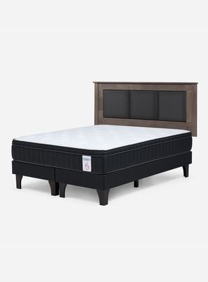 Cama Europea King New Style 6 Plus + Respaldo Rachel Gris