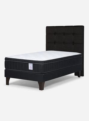Cama Europea 1 Plaza New Style 6 Plus + Respaldo Issey Grafito