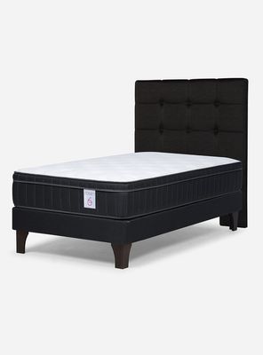Cama Europea 1.5 Plazas New Style 6 Plus + Respaldo Issey Grafito